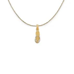 14k Yellow Gold and Rhodium Mini 3D Flip Flop Necklace