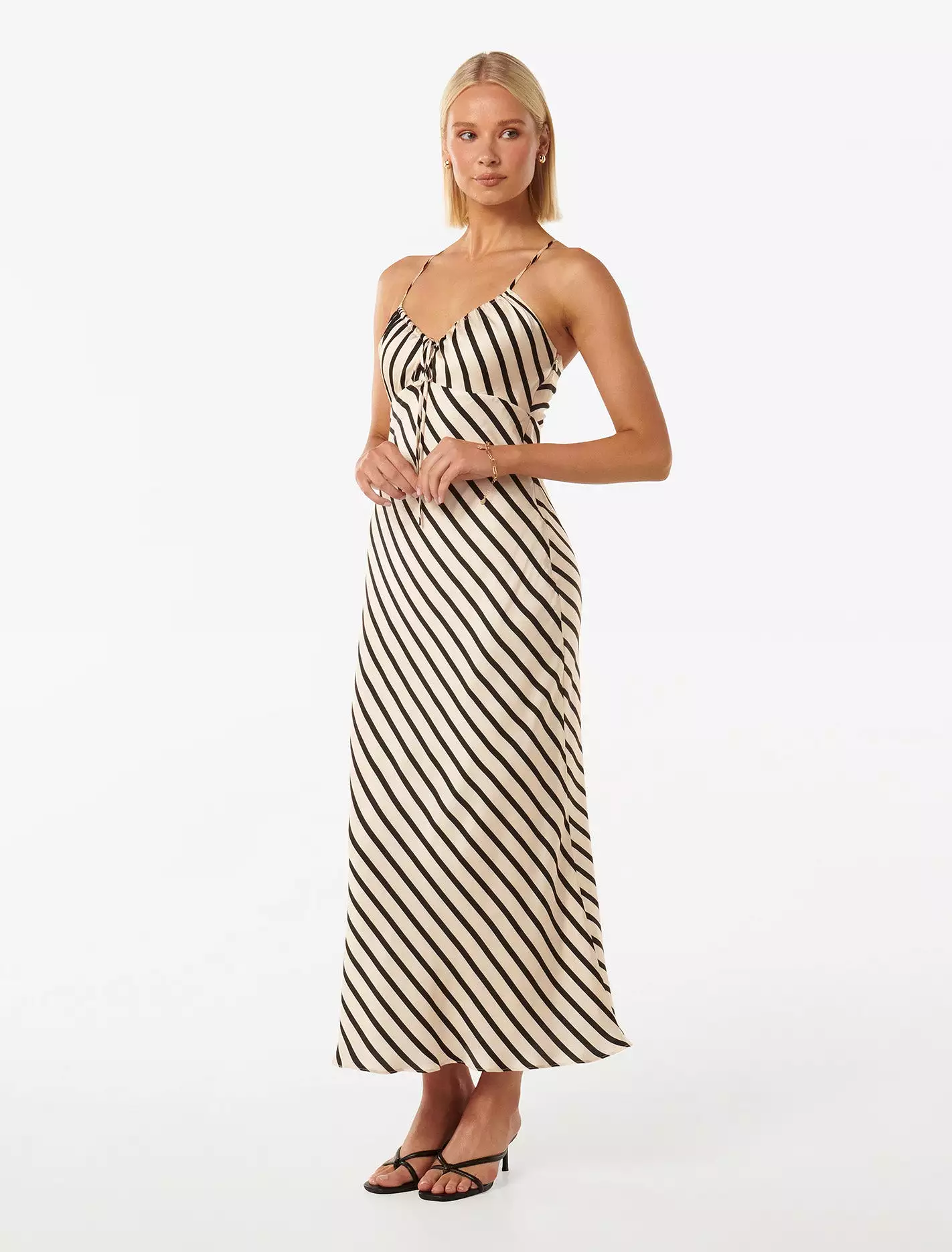 Abby Satin Stripe Midi Dress