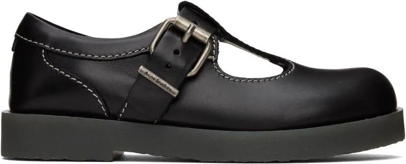 Acne Studios Black Leather Buckle Oxfords