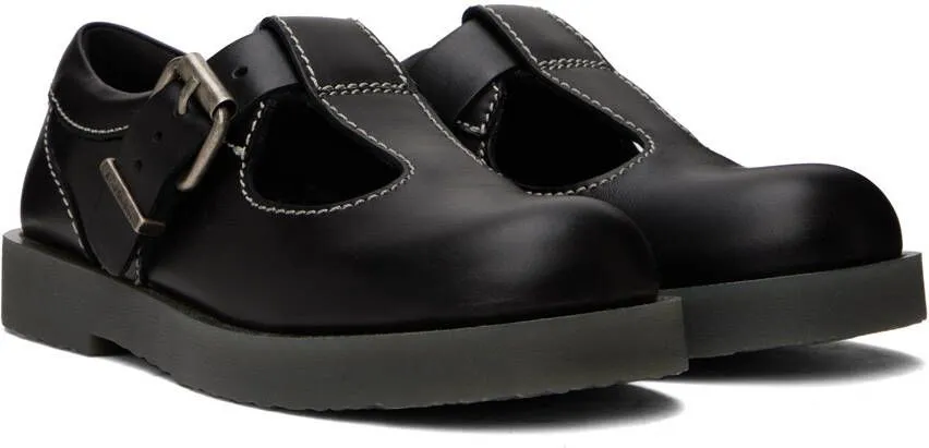 Acne Studios Black Leather Buckle Oxfords