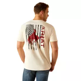 'Ariat' Men's Bronco Flag T-Shirt - Off White