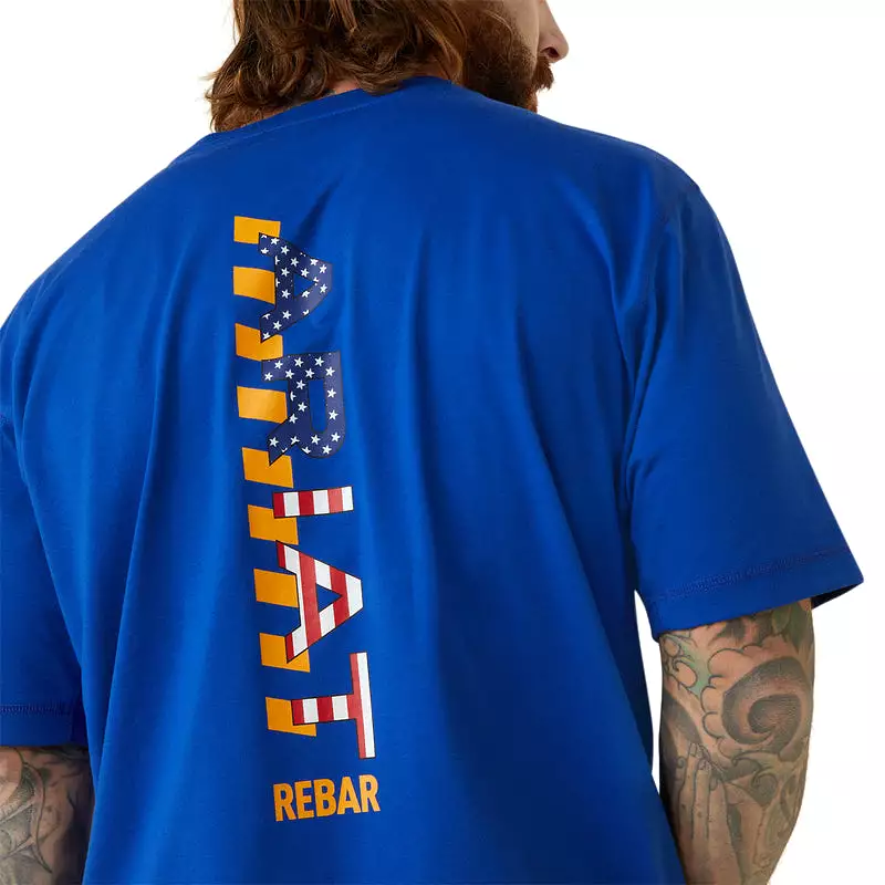 'Ariat' Men's Rebar Workman Logo T-Shirt - Royal Blue / USA