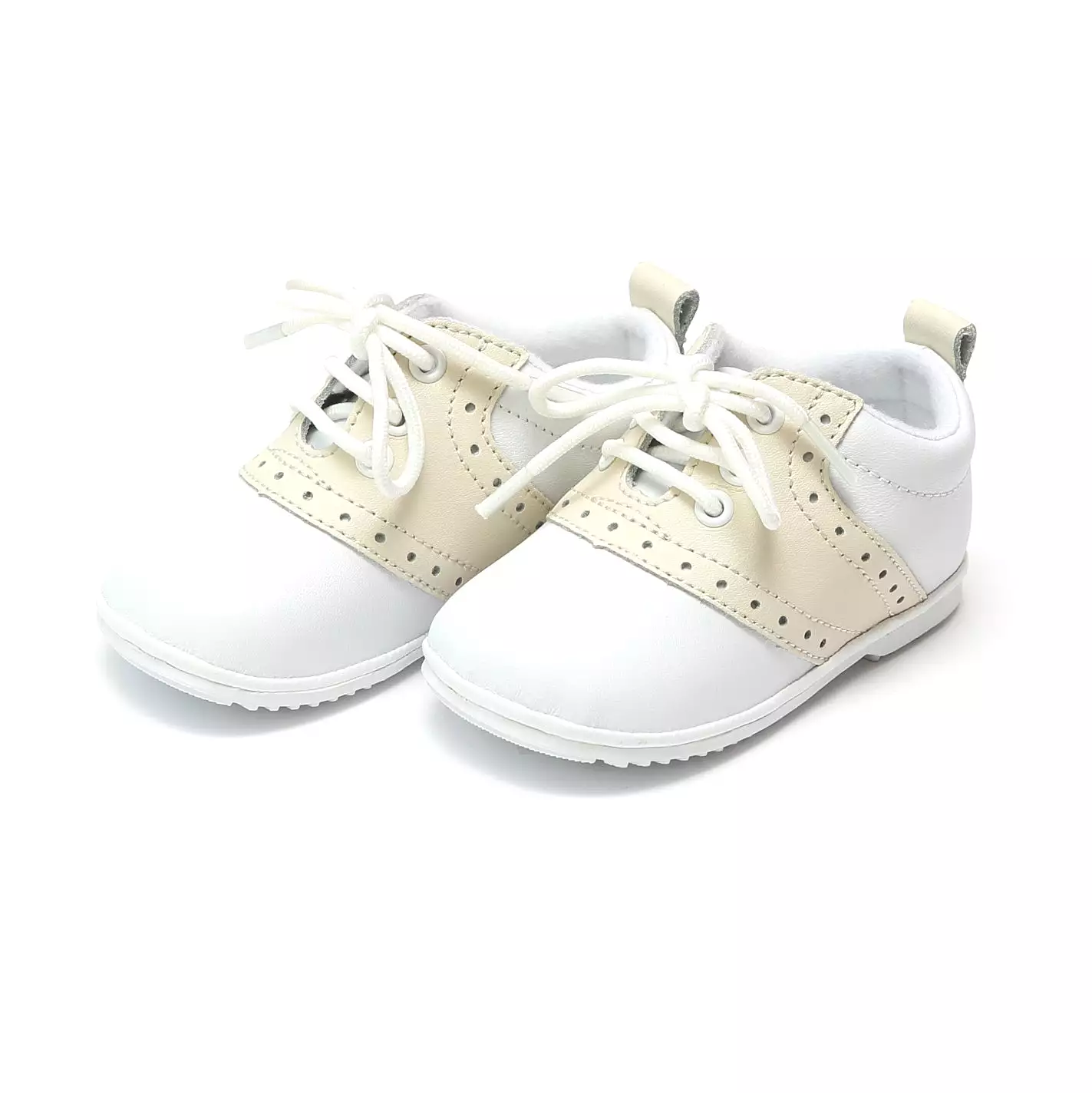 Austin Beige Leather Saddle Oxford Shoe (Baby)