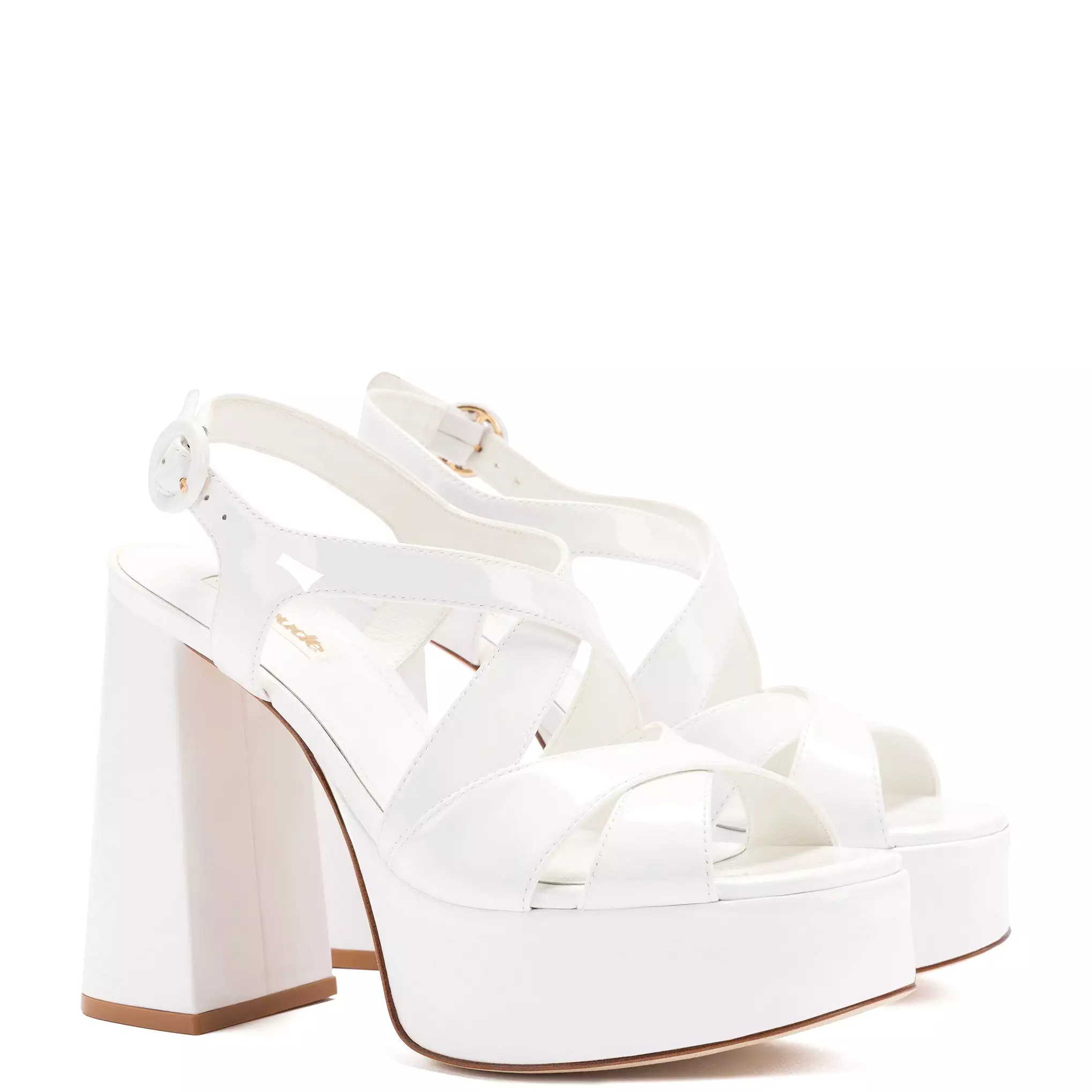 Bee Sandal In White Patent Leather