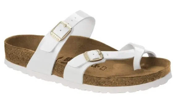 Birkenstock Mayari regular mules White Birko-Flor, lacquer patent