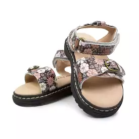 Black Floral - Lug Sole Sandal