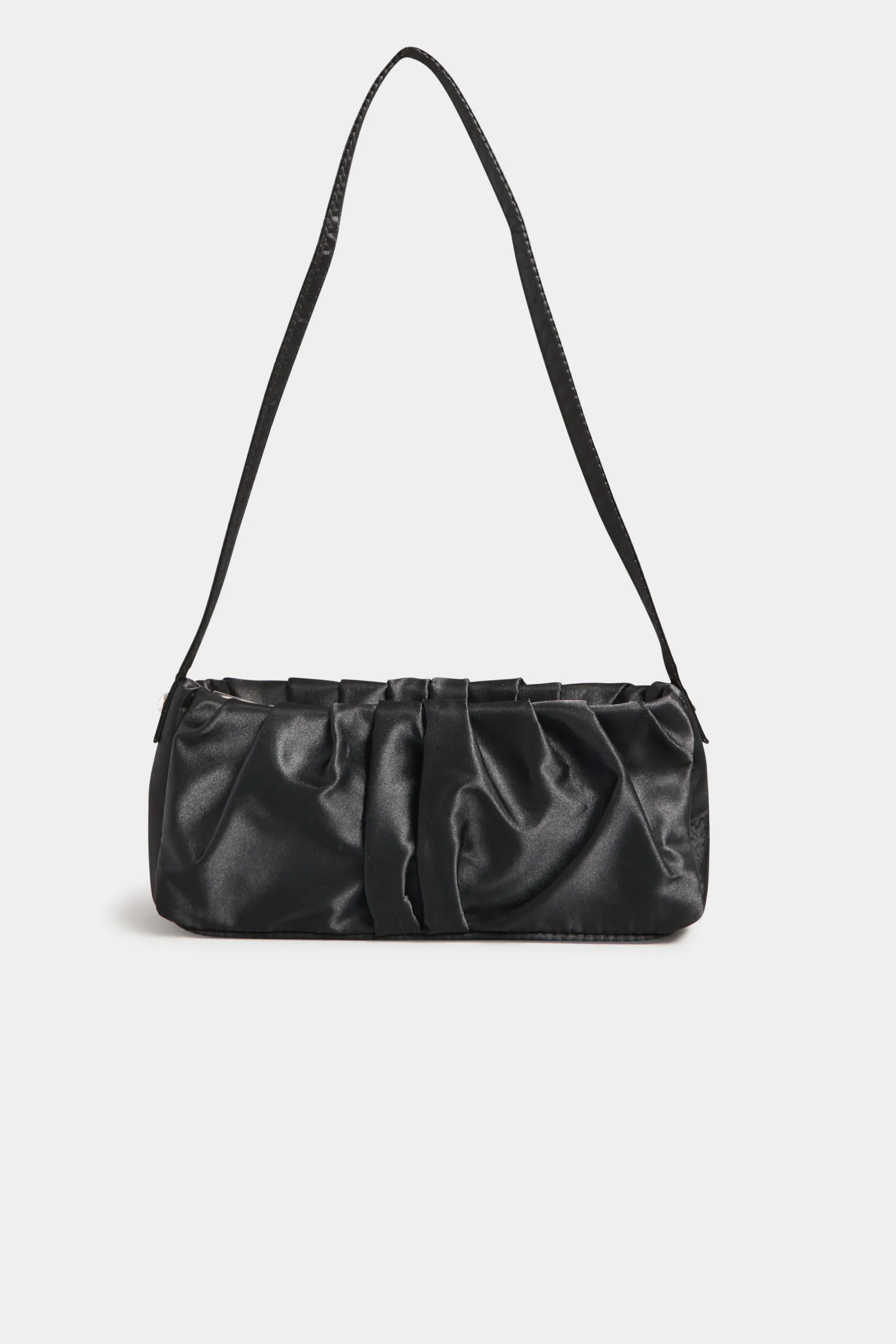 Black Satin Ruched Shoulder Bag