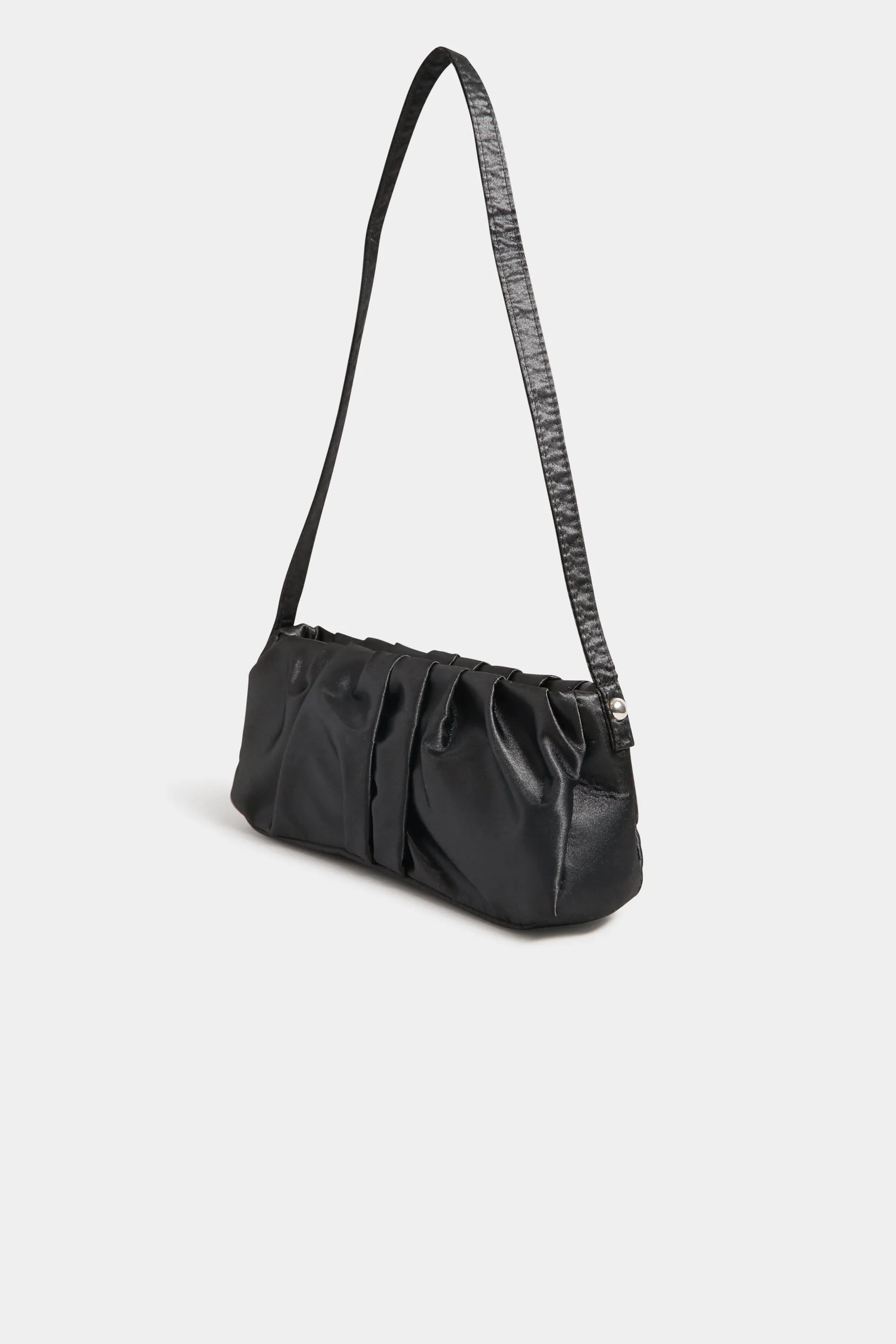 Black Satin Ruched Shoulder Bag