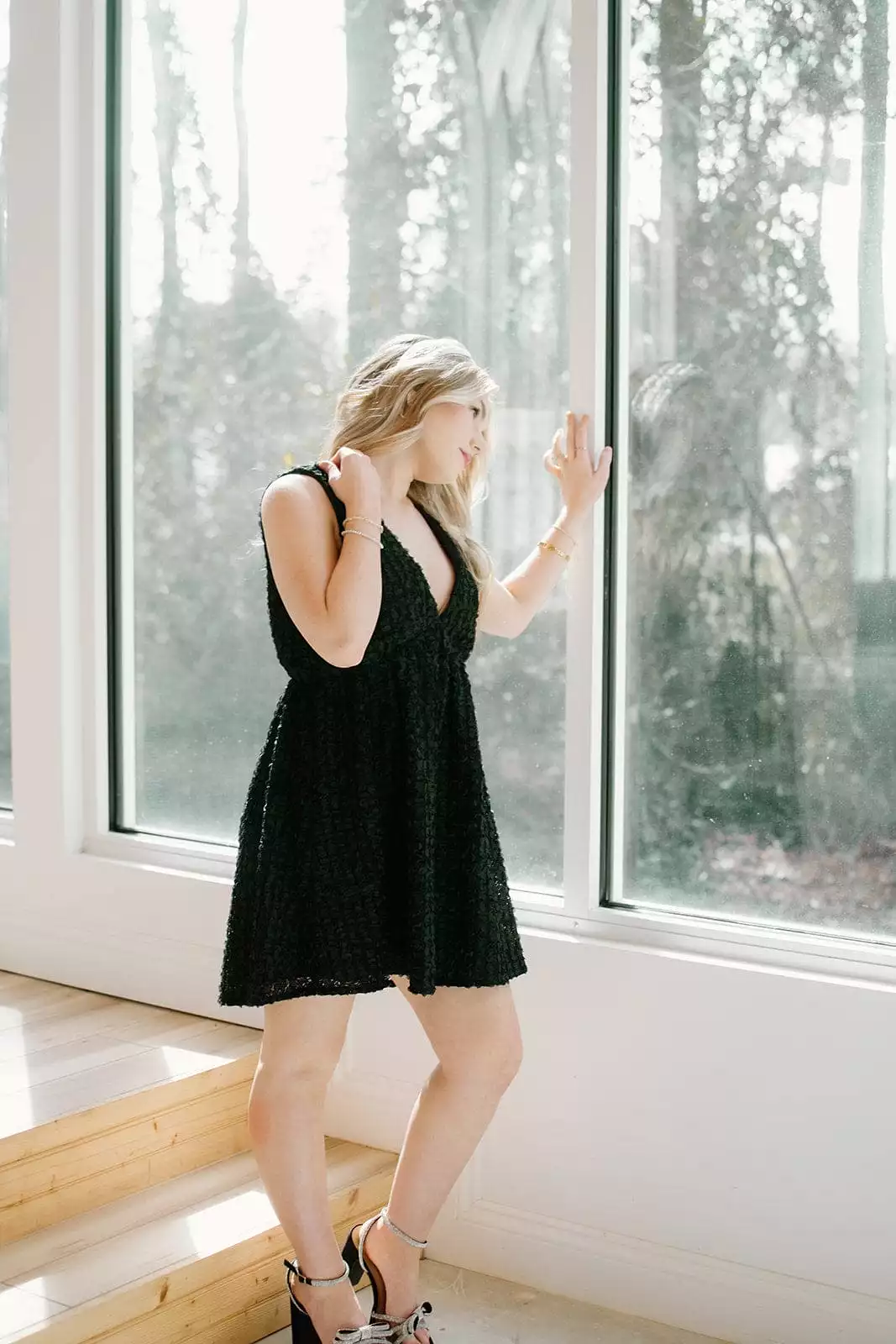 Black Textured Sleeveless Mini Dress