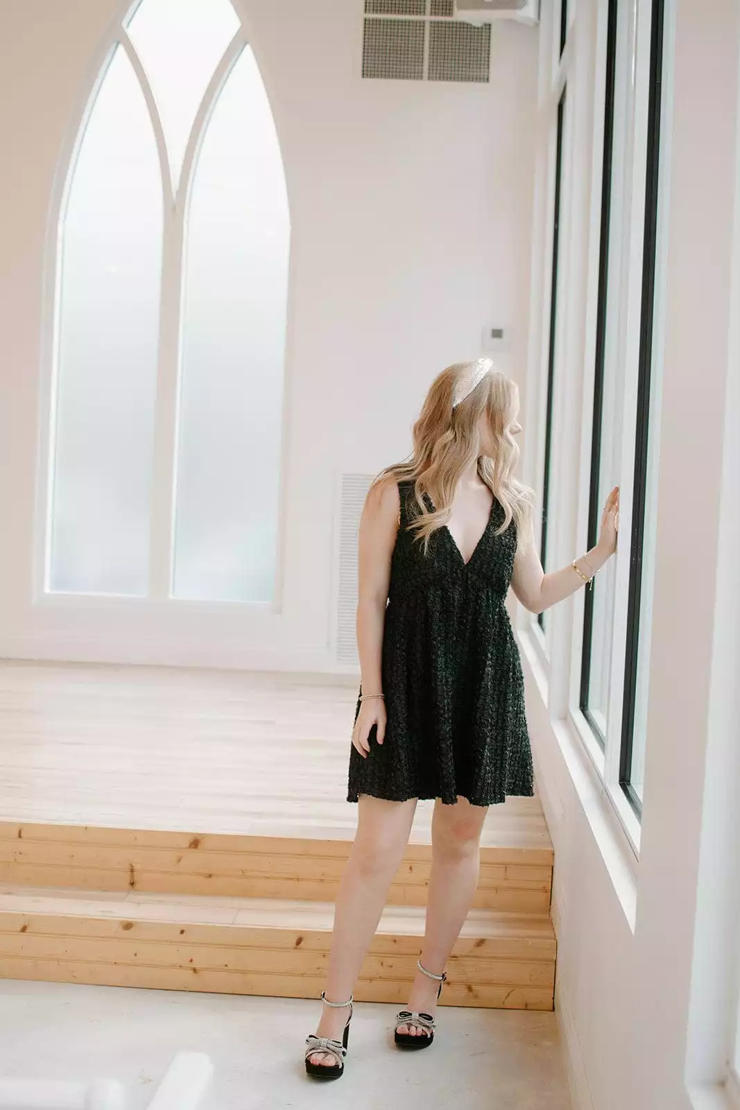 Black Textured Sleeveless Mini Dress