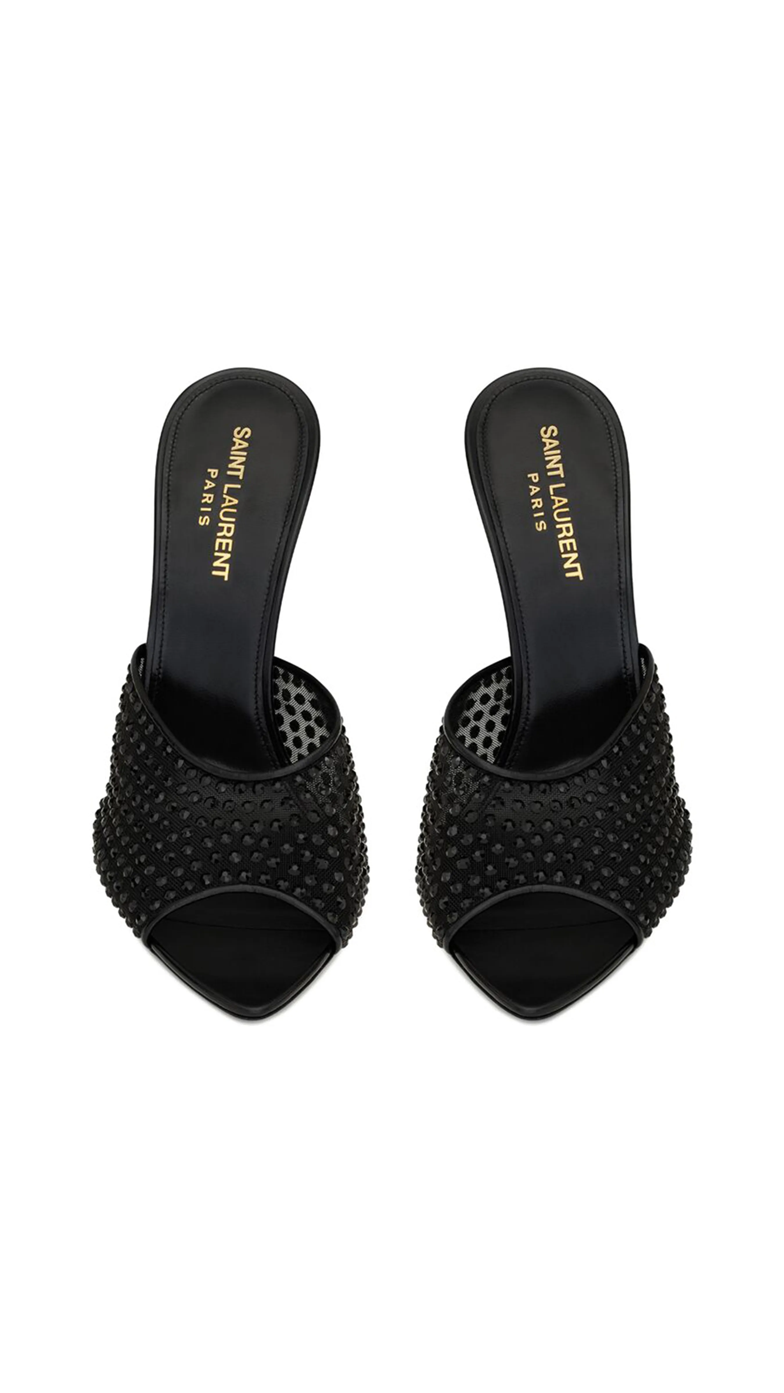 Blonde Mules In Rhinestones Mesh - Black