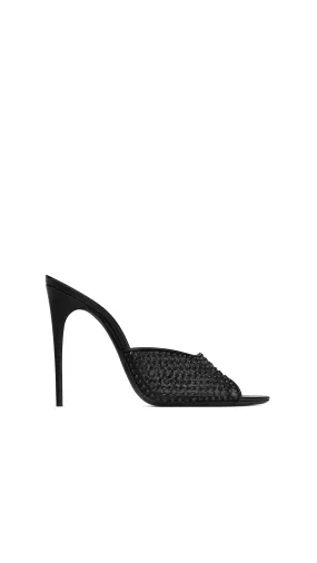 Blonde Mules In Rhinestones Mesh - Black