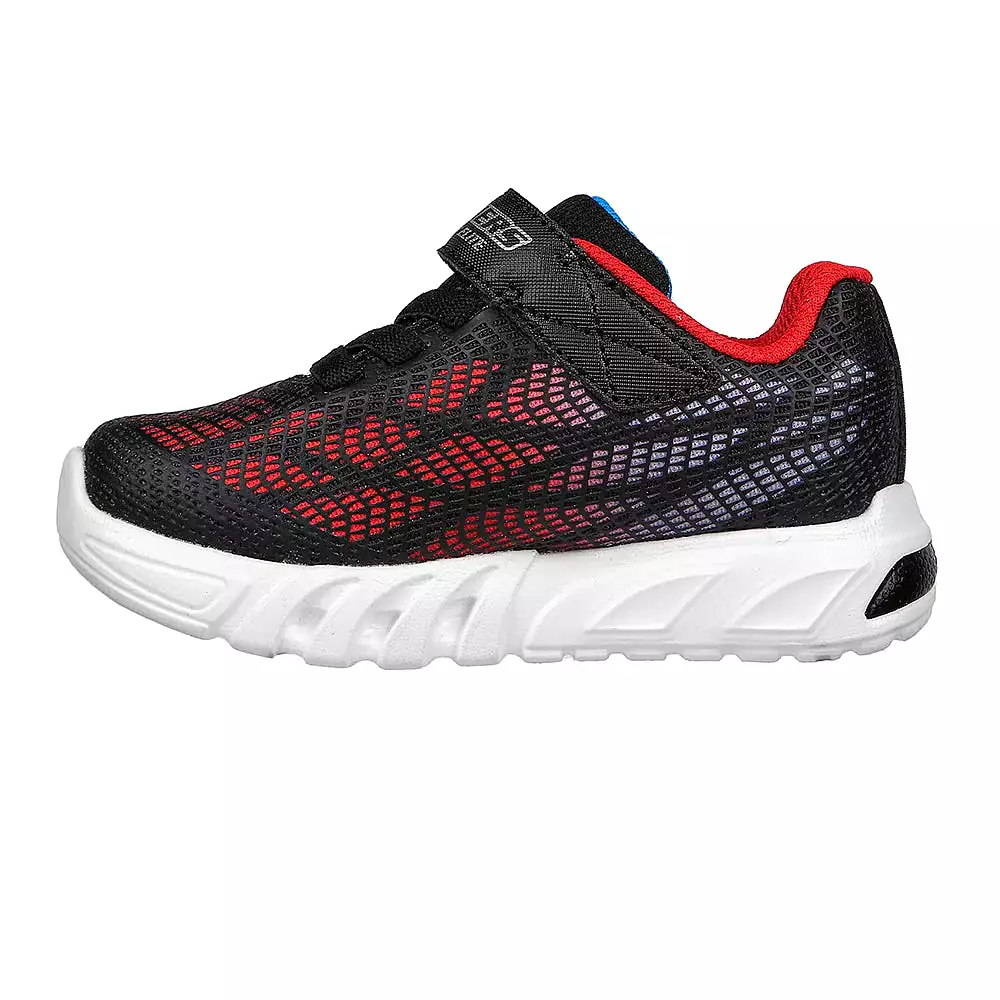 Boys Skechers Trainers Light up Strap Easy On Black/Red 400137