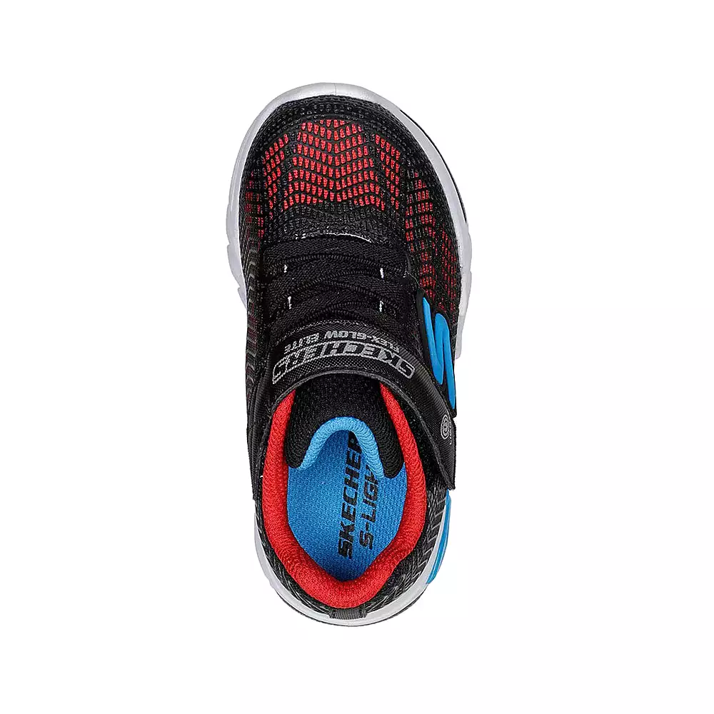 Boys Skechers Trainers Light up Strap Easy On Black/Red 400137