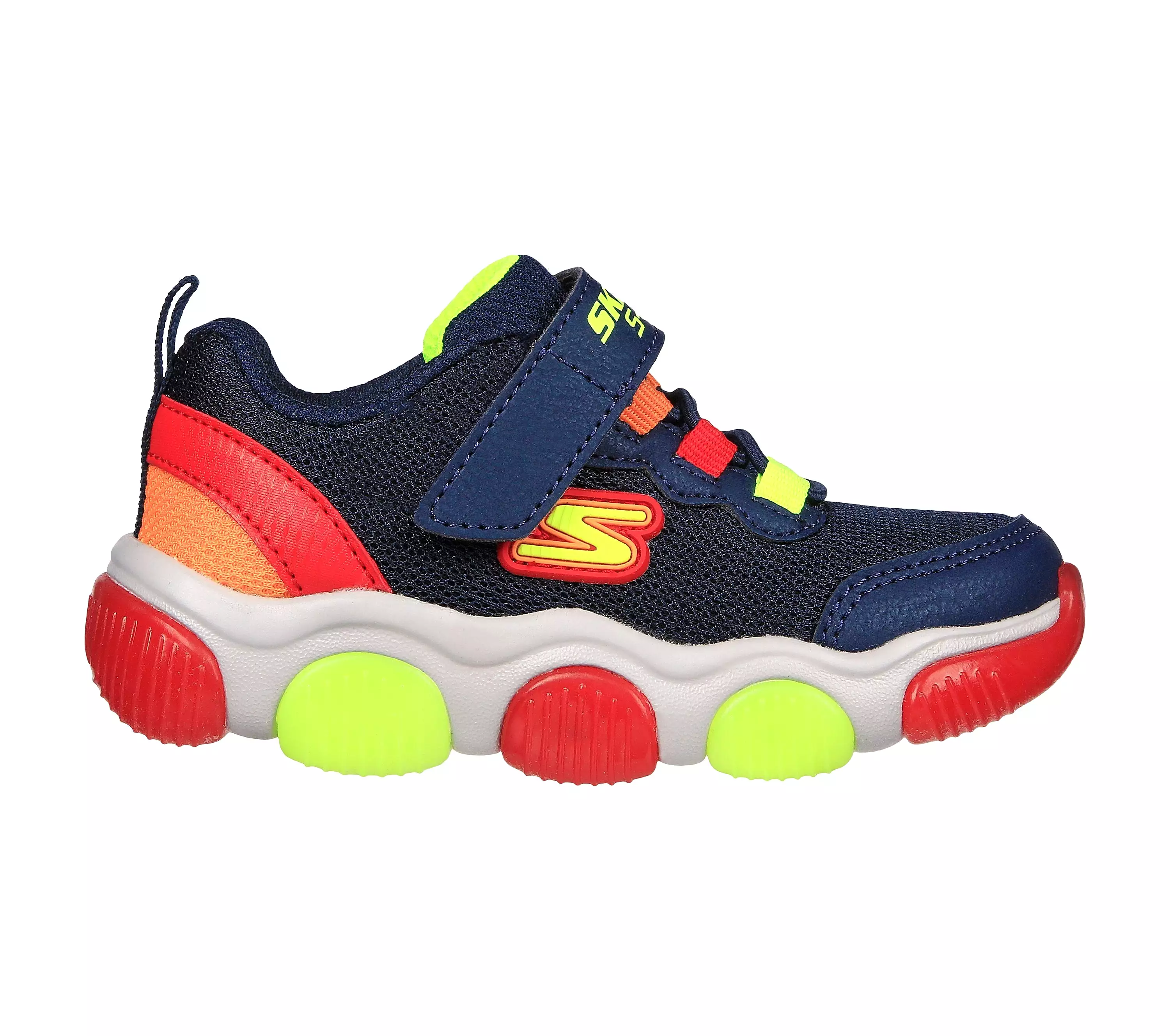 Boys Skechers Trainers Light up Strap Easy On Navy Mighty Glow 400137N NVRD