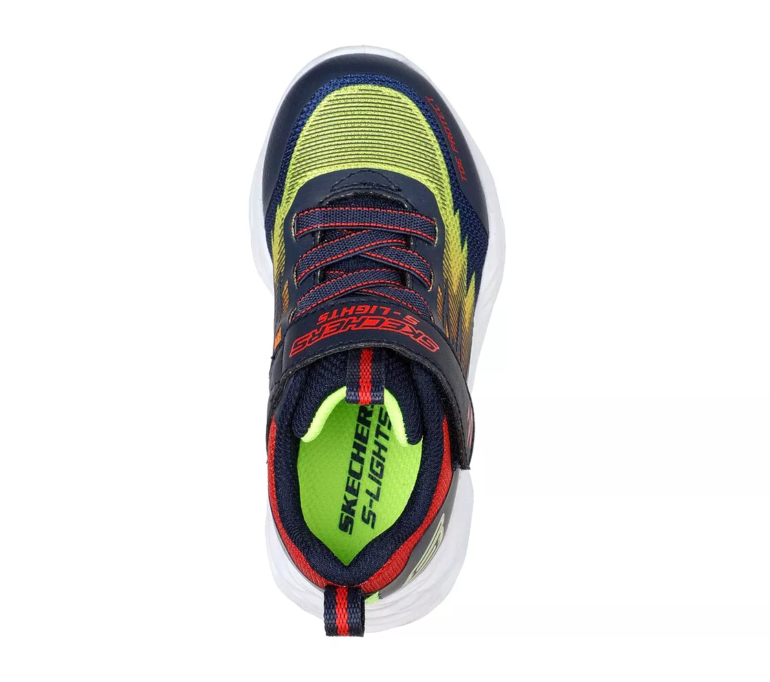 Boys Skechers Trainers Light up Strap Easy On Navy Multi Vortex - Flash