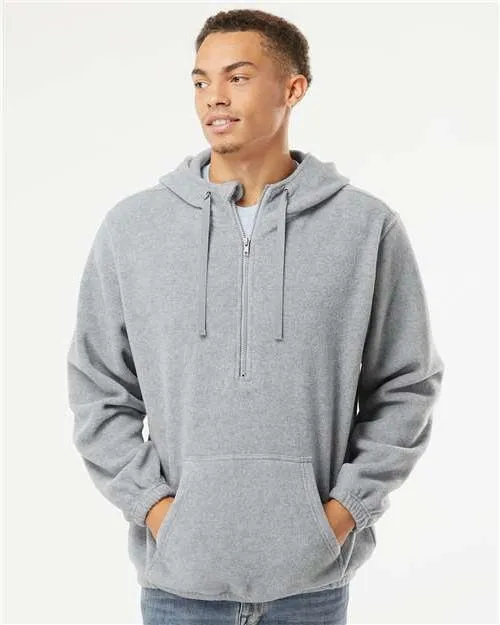 Burnside Polar Fleece Quarter-Zip Hooded Pullover