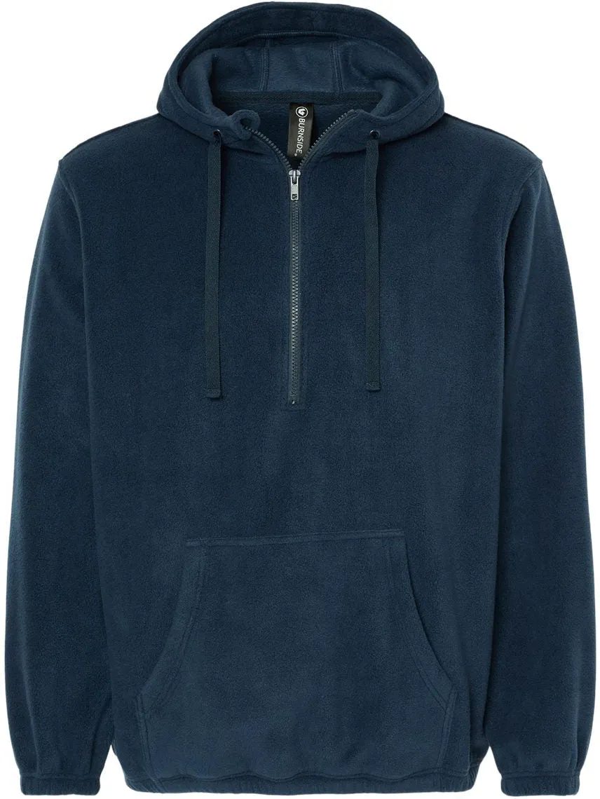 Burnside Polar Fleece Quarter-Zip Hooded Pullover