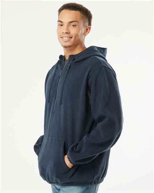 Burnside Polar Fleece Quarter-Zip Hooded Pullover