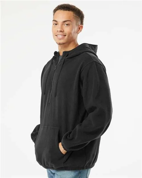 Burnside Polar Fleece Quarter-Zip Hooded Pullover