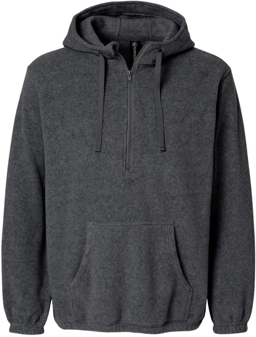 Burnside Polar Fleece Quarter-Zip Hooded Pullover