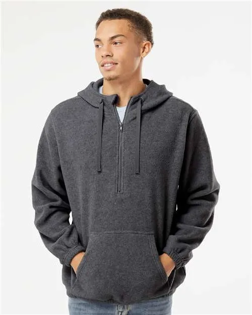 Burnside Polar Fleece Quarter-Zip Hooded Pullover