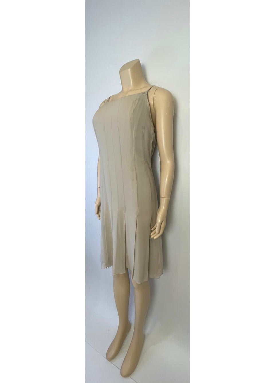 Chanel 04P 2004 Spring Beige Taupe Silk Dress FR 42 US 6/8