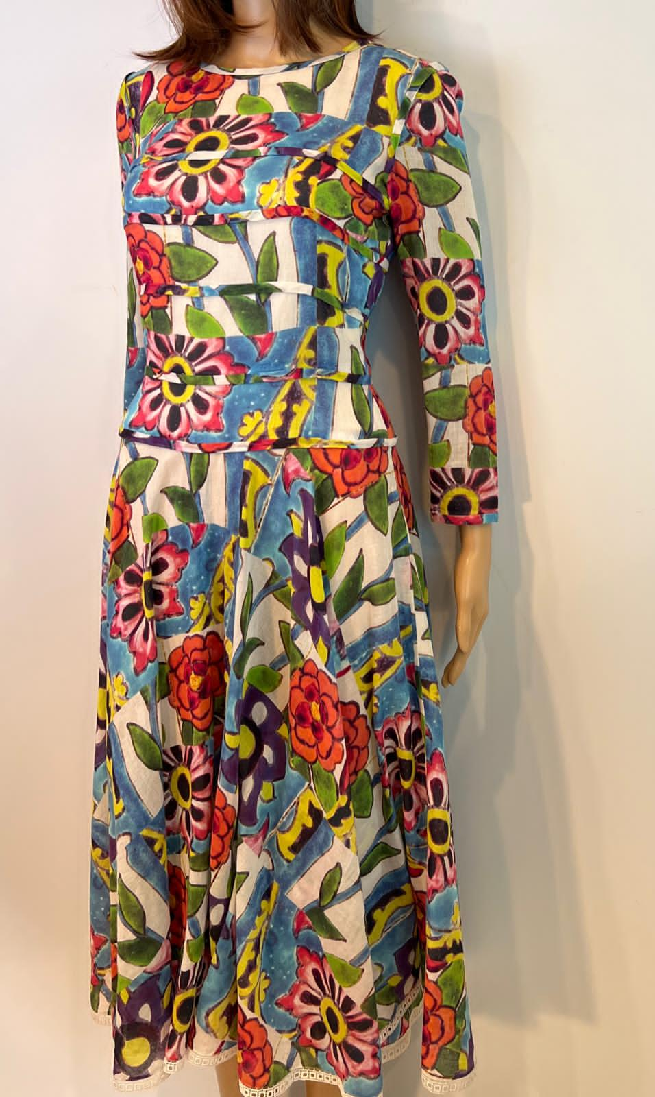 Chanel 15C 2015 Cruise Paris Dubai Long Floral Summer Dress FR 38 US 4