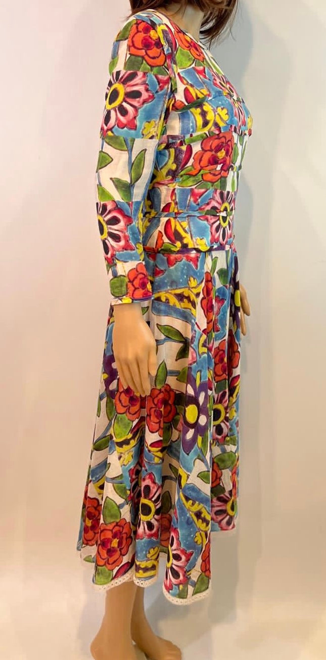 Chanel 15C 2015 Cruise Paris Dubai Long Floral Summer Dress FR 38 US 4