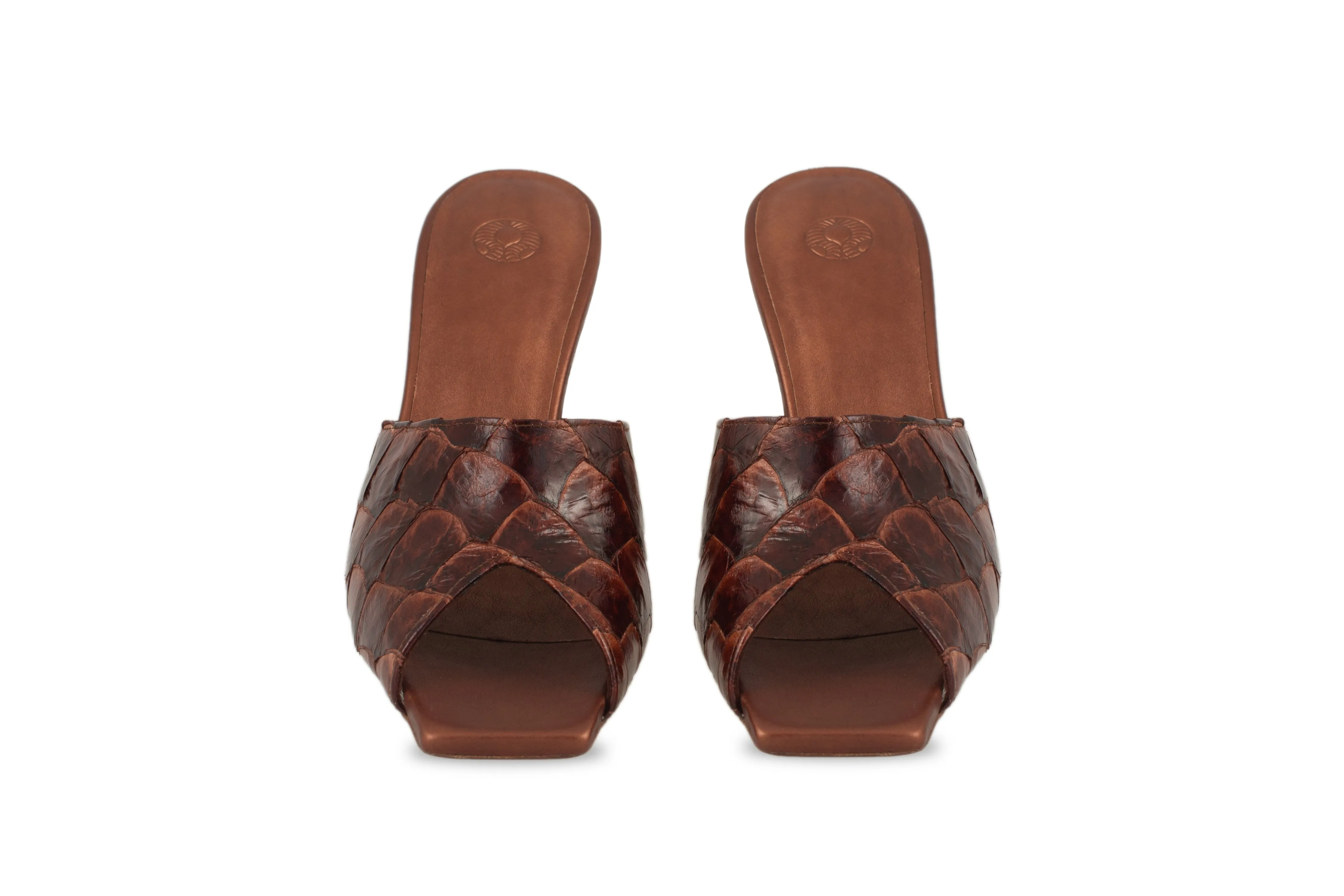 Chestnut Pirarucu Skin Mules