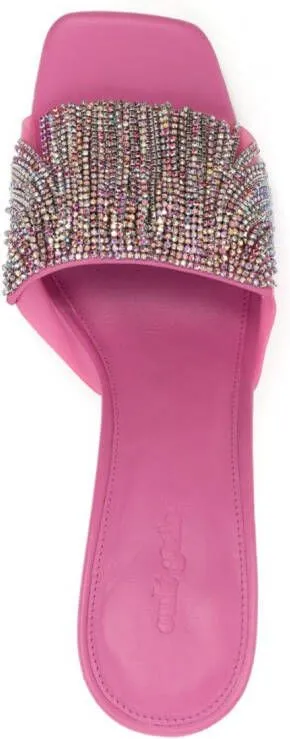 Cult Gaia 120mm crystal-embellished open-toe mules Pink