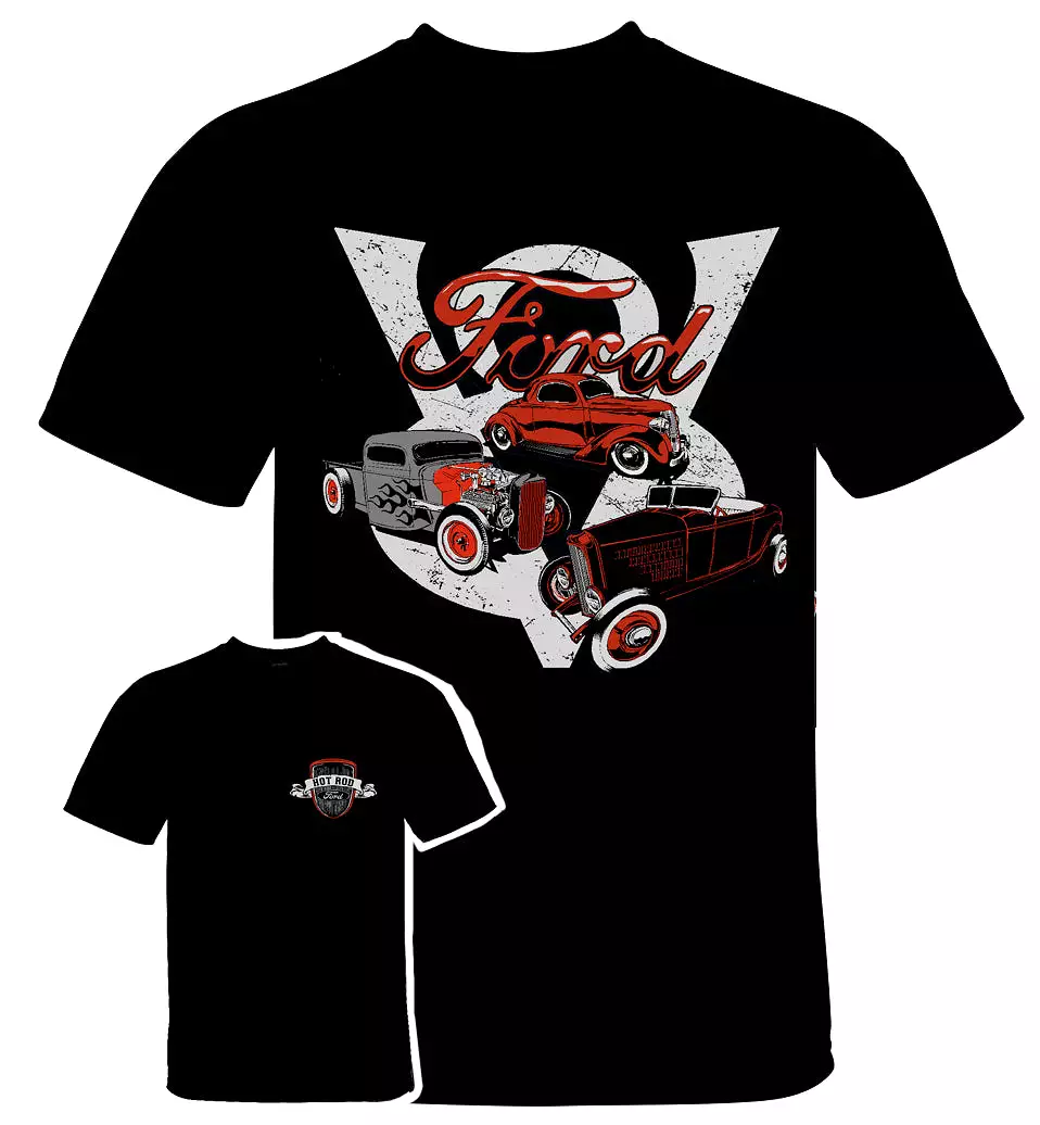 'David Carey' Men's Ford Vintage Hot Rods 3 T-Shirt - Black