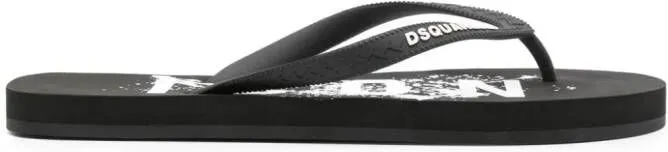 DSQUARED2 logo-raised flip-flops Black