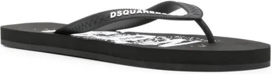 DSQUARED2 logo-raised flip-flops Black