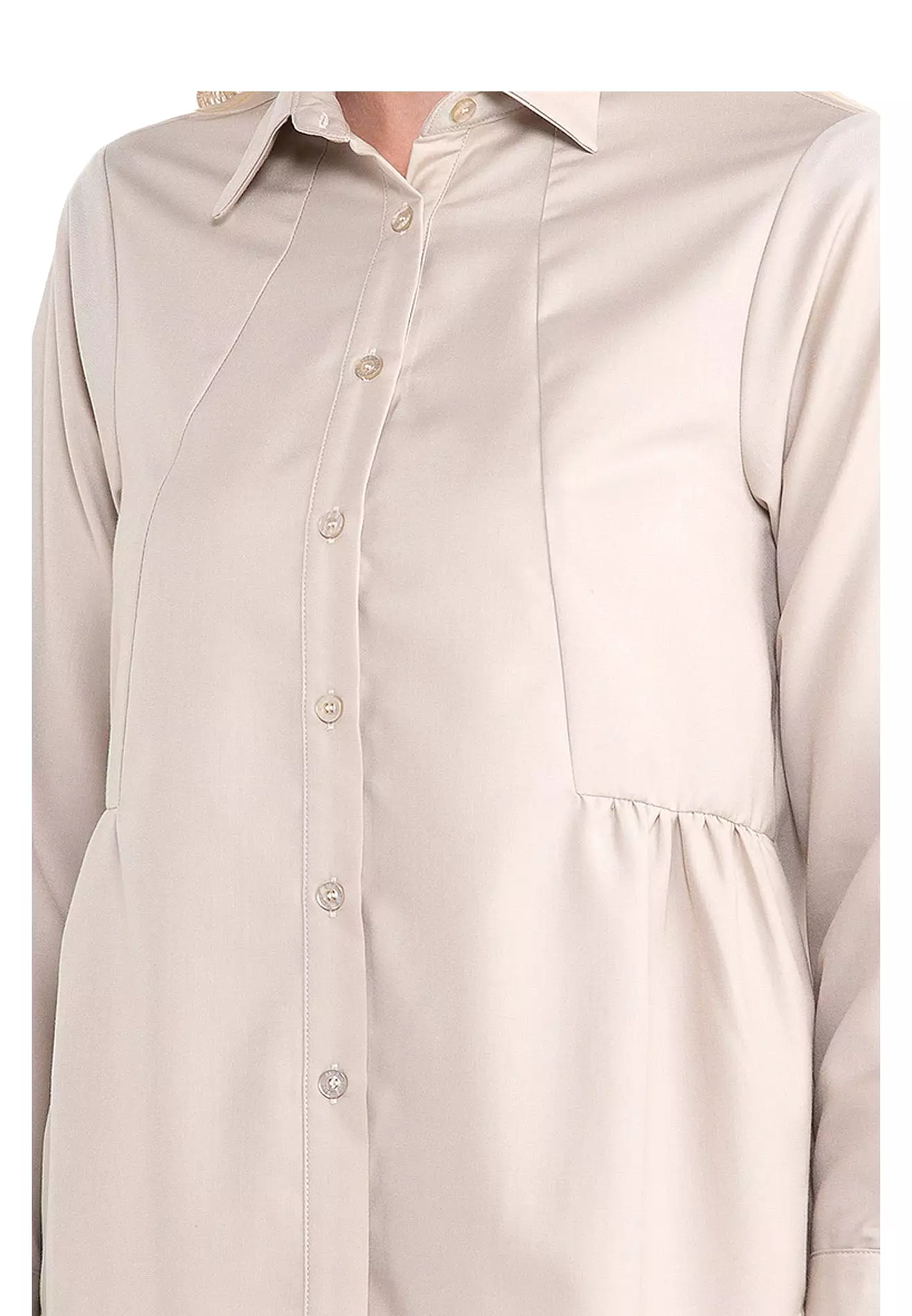 ELLE Apparel Collar Neck High Low Tailored Shirt