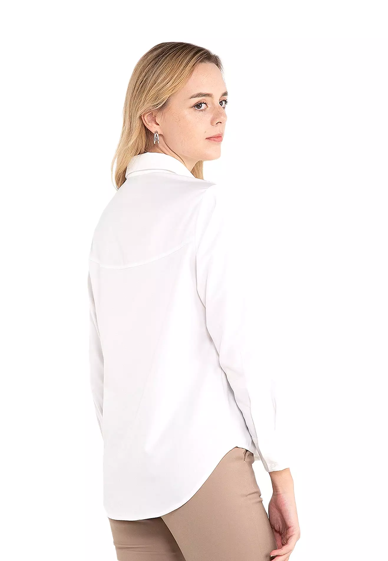 ELLE Apparel Collar Neck High Low Tailored Shirt