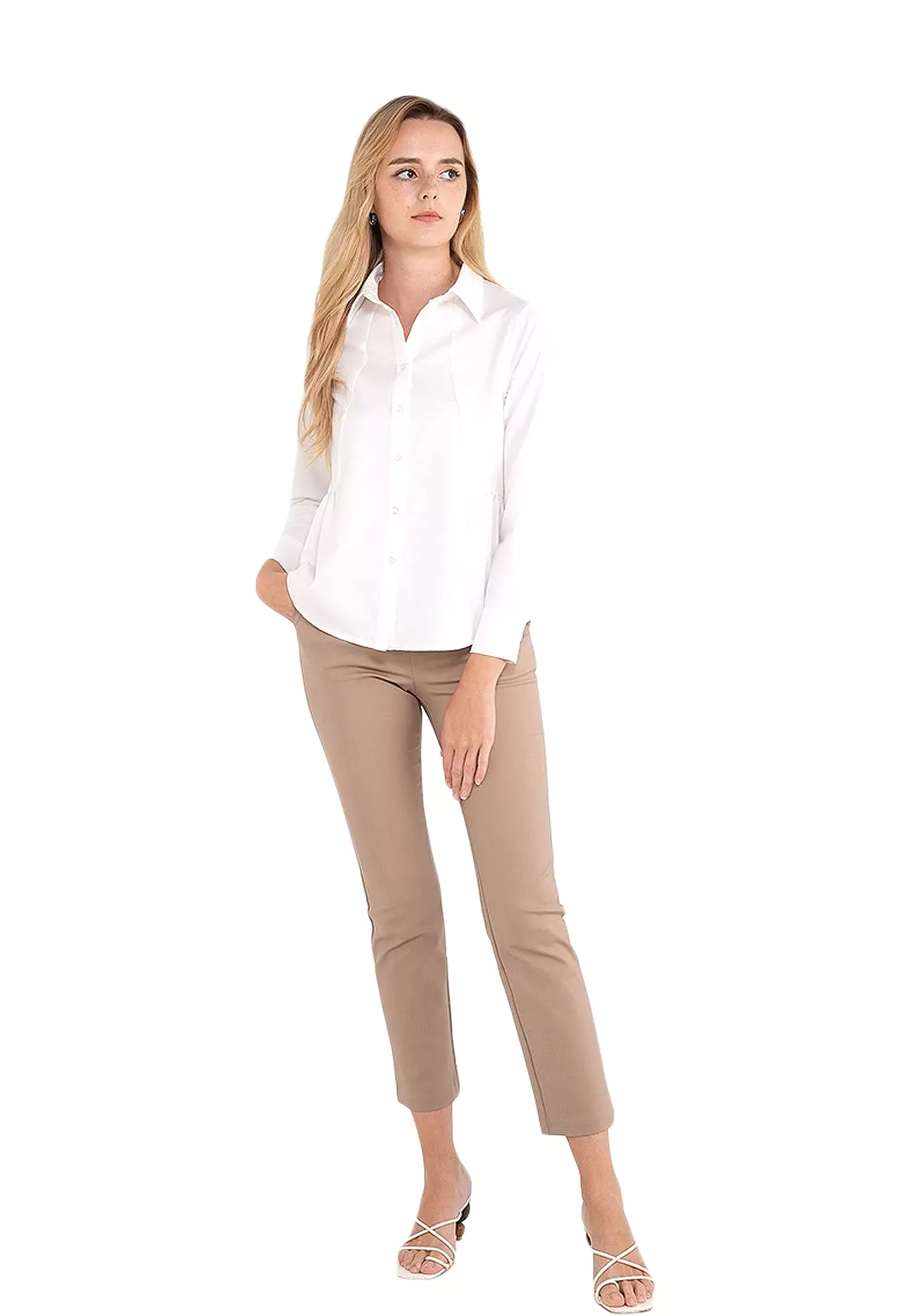 ELLE Apparel Collar Neck High Low Tailored Shirt