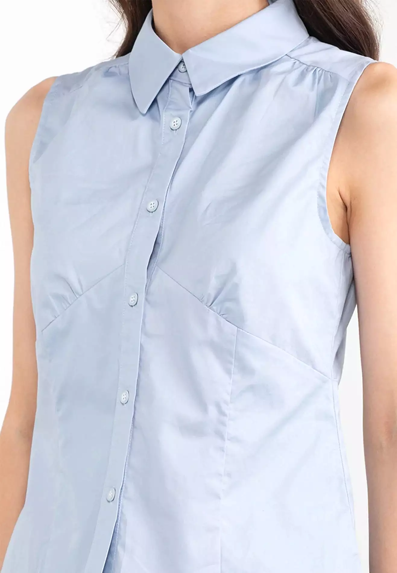 ELLE Apparel Sleeveless Collar Button Up Shirt