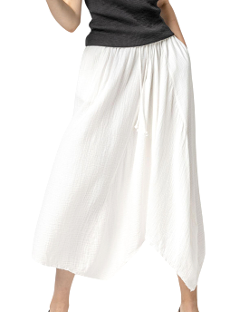 Gauze Waterfall Skirt (White)