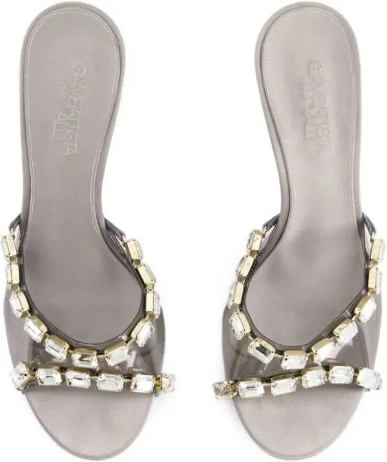 Giambattista Valli 90mm crystal-embellished leather mules Grey