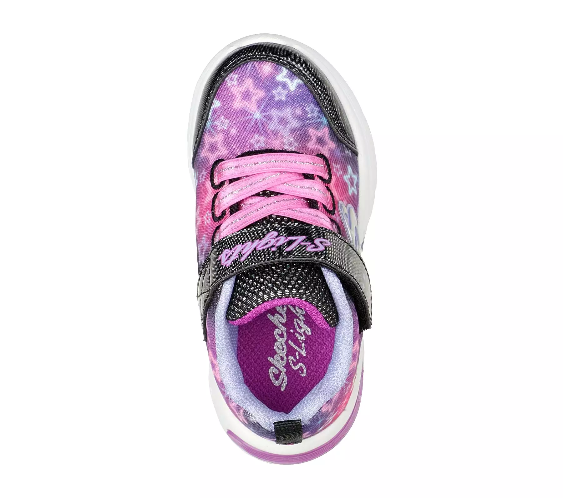 Girls Skechers Trainers Black Multi Strap Light Up Star Sparks 302324N/BKMT