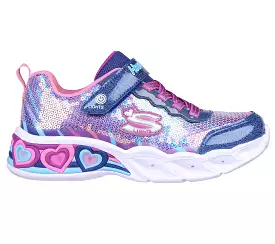 Girls Skechers Trainers Navy Multi Strap Light Up Hearts 302313L NVMT