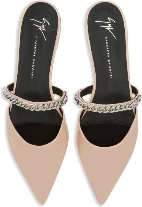 Giuseppe Zanotti Laurette chain-detail leather mules Neutrals