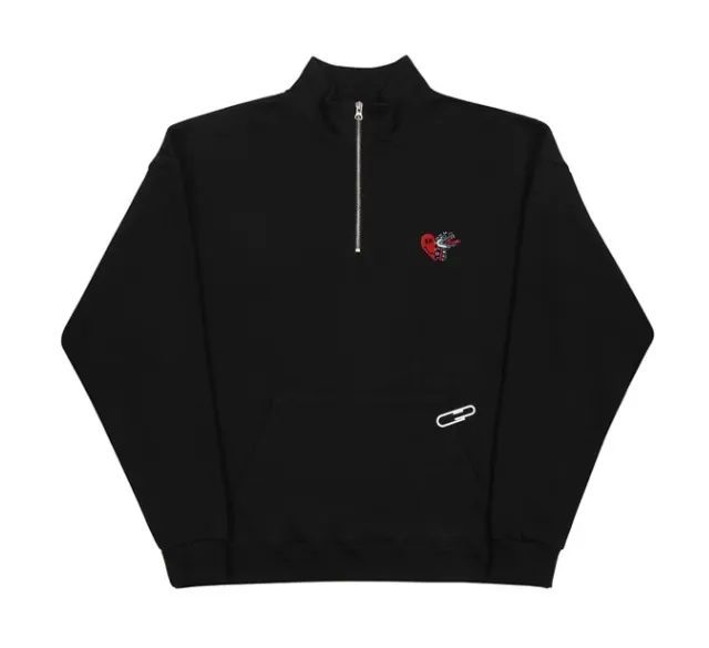 GRAVER  |[GRAVER]★HEART SNAKE EMBROIDERY HALF ZIP-UP SWEATSHIRT