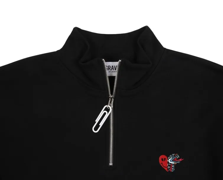 GRAVER  |[GRAVER]★HEART SNAKE EMBROIDERY HALF ZIP-UP SWEATSHIRT