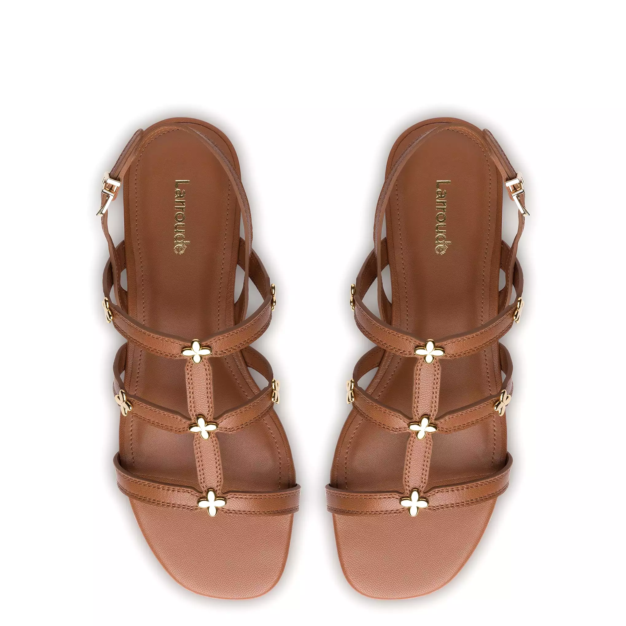 Harmony Flat Sandal In Caramel Leather