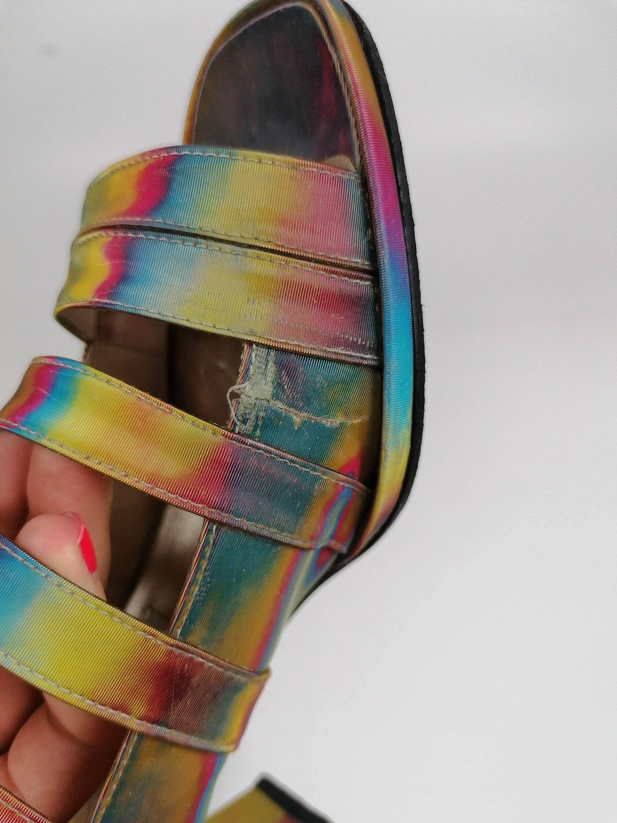 Holographic 80's 90's LINEA WALLYS Retro Sandals -  Size EU 37.5 / UK 4.5