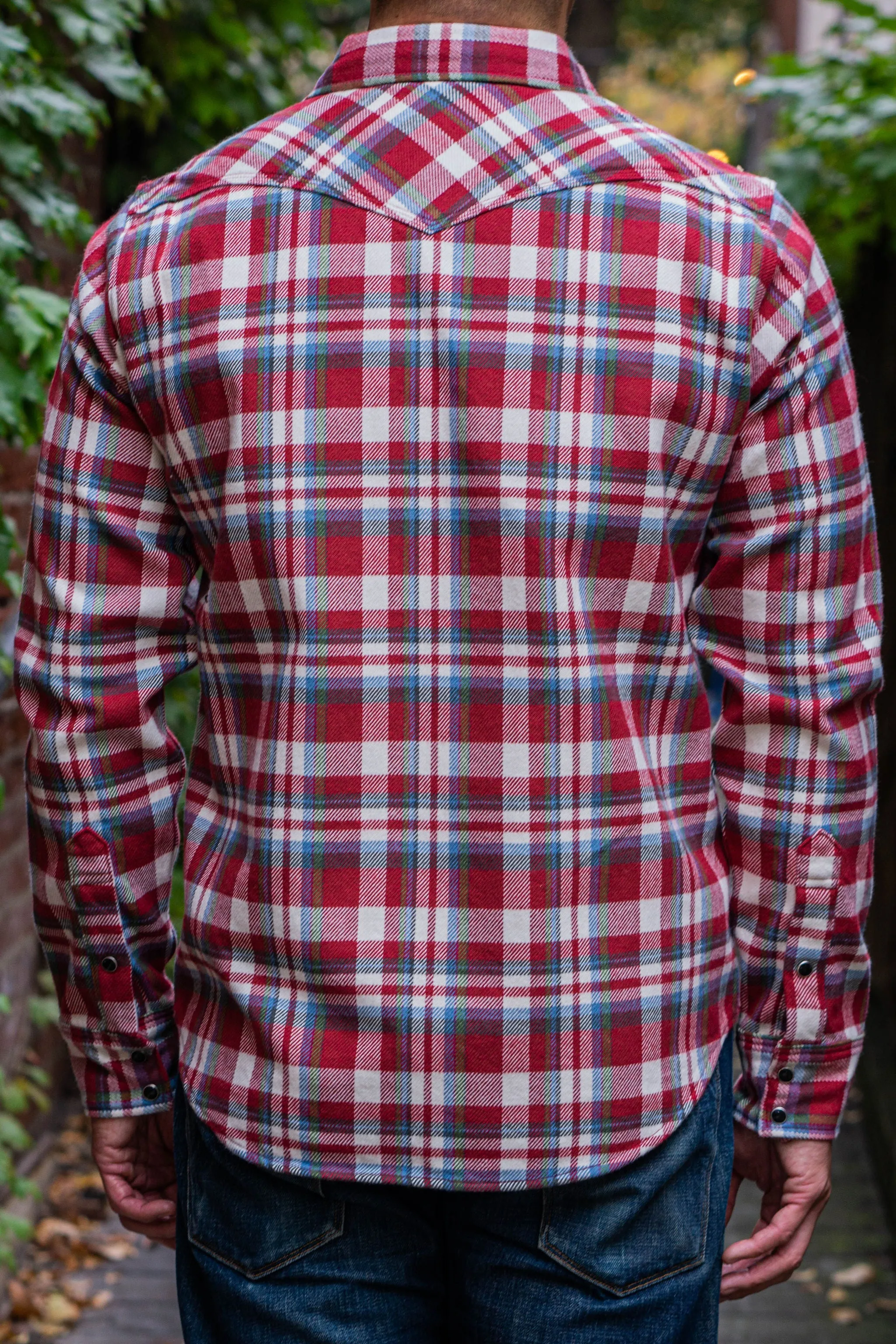 Iron Heart IHSH-377-RED Ultra Heavy Flannel Crazy Check Western Shirt - Red