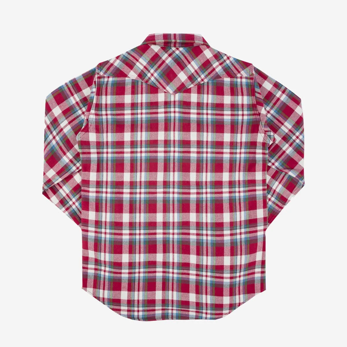 Iron Heart IHSH-377-RED Ultra Heavy Flannel Crazy Check Western Shirt - Red