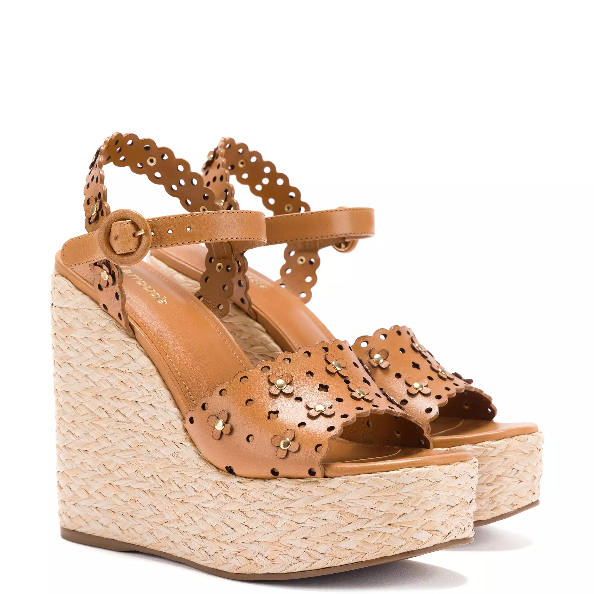 Jasmine Wedge In Biscuit Leather